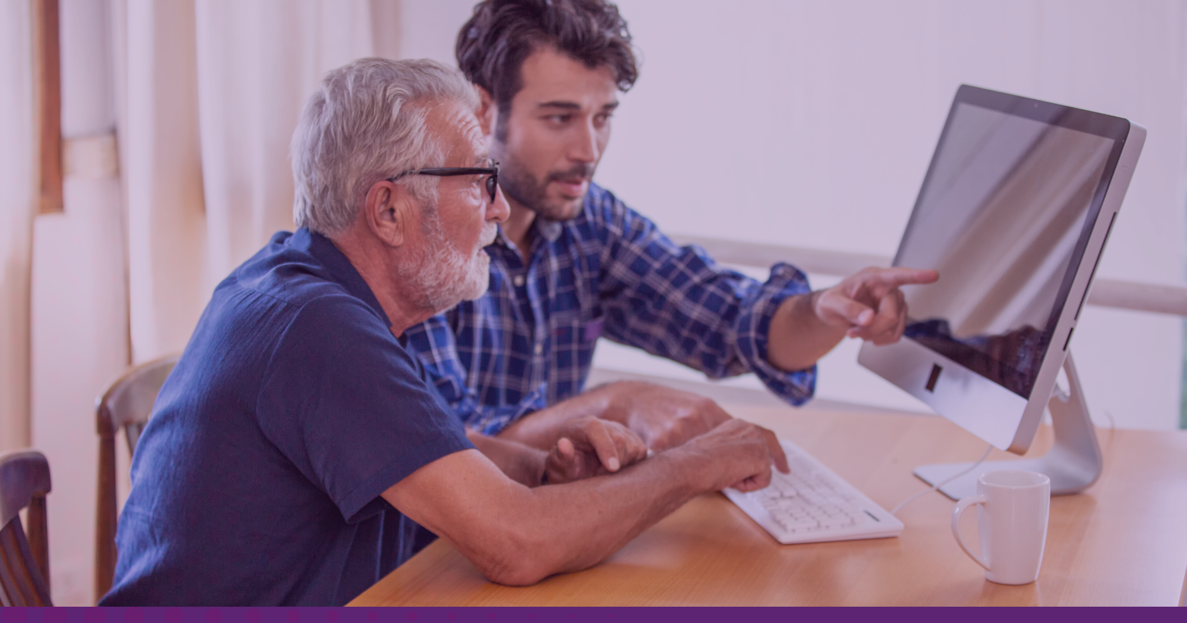 Two men using the Digital Help Finder tool