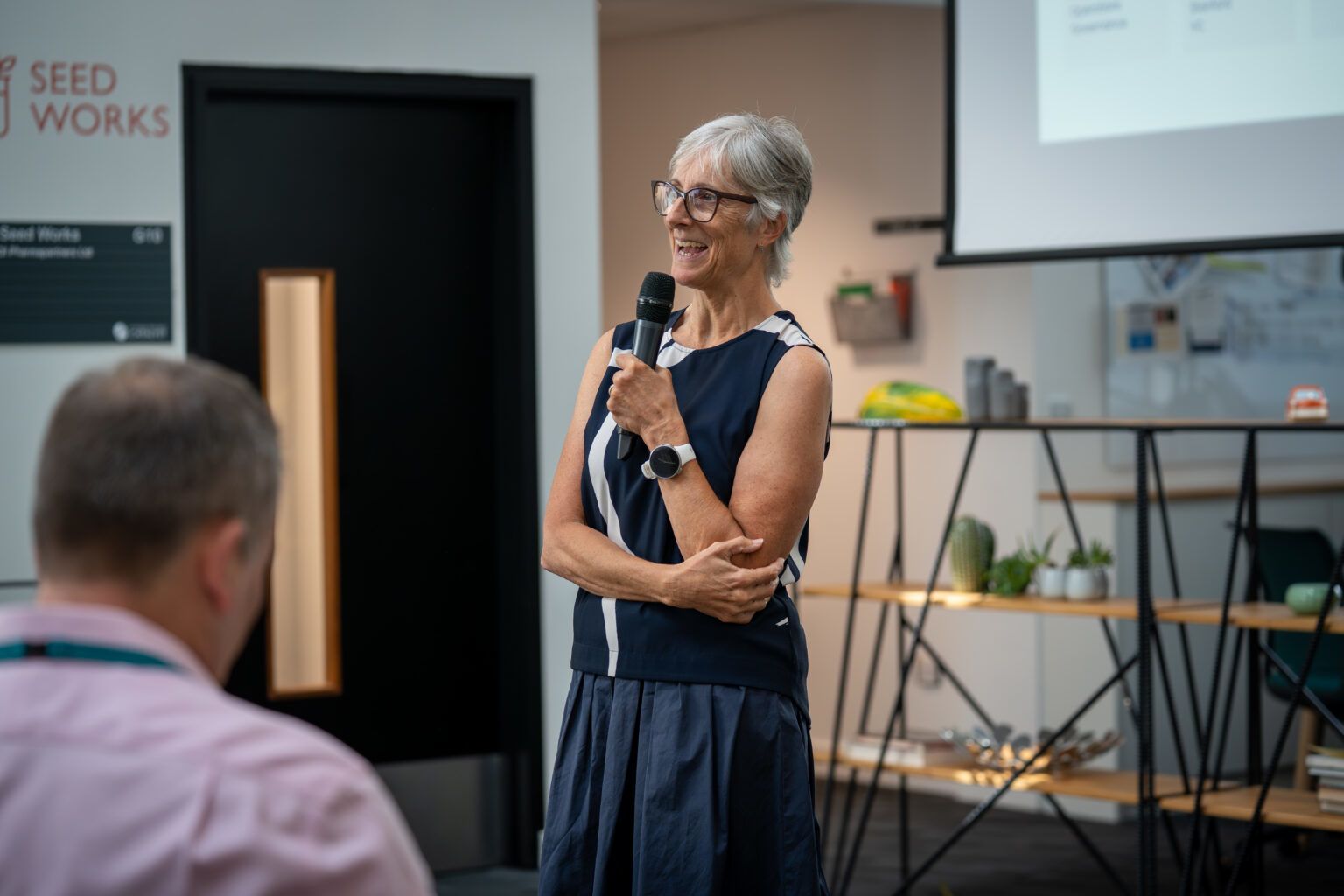 Woman speaking at Catalyser Business Accelerator event